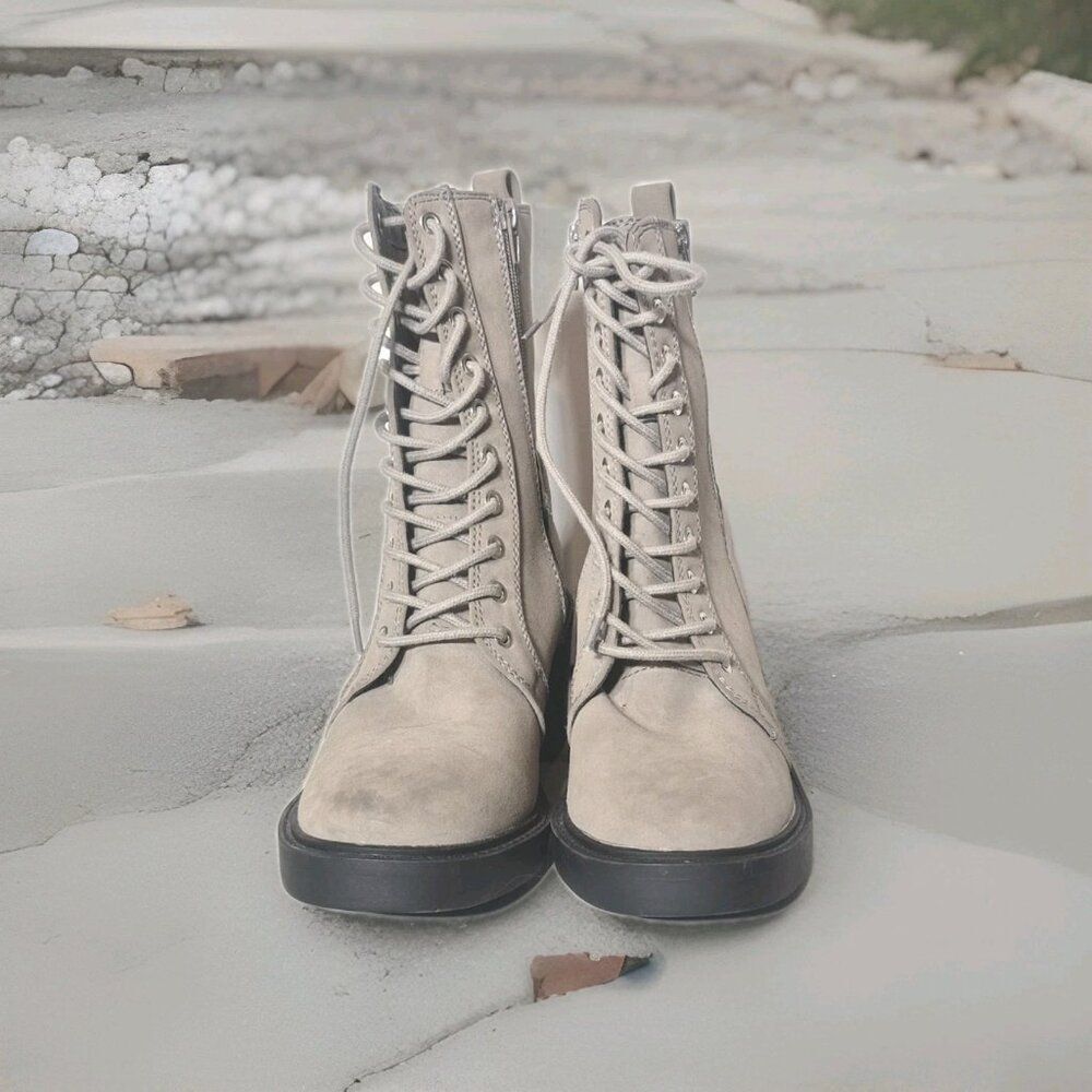 MIA Audrina Lace Up Chunky Lug Sole Combat Boots Taupe Women's Size 8.5 - Picture 2 of 8